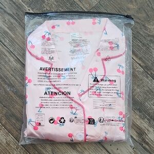 Pink Cherry Print Pajama Set